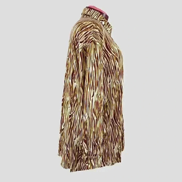 NEW! Shein‎ button up shirt XL white/gold/brown - Picture 2 of 5